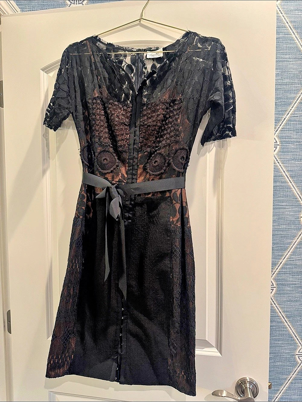 Byron lars beguile Floral Lace Midi Dress in Black Size 8 NWT anthropologie